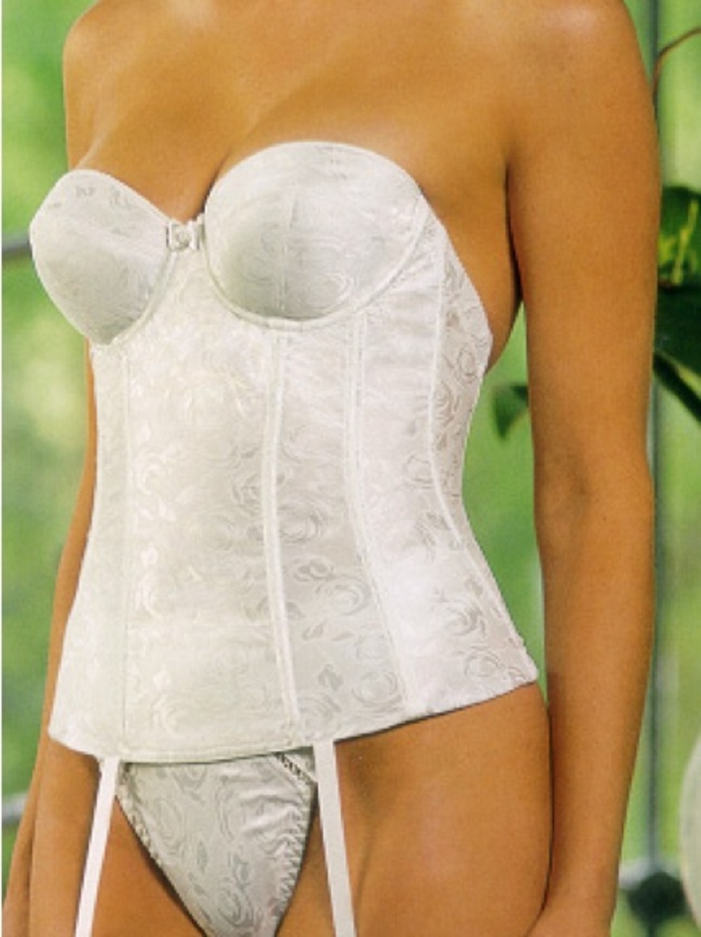 Felina Lingerie Longline Bustier Corset Satin Jaquard